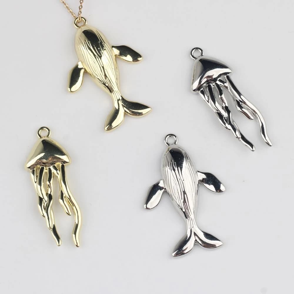 10pcs Simple Cute Whale Jellyfish Shape Pendant Jewelry Making Accessories Handmade DIY Earring Necklace Bracelet Ornament Gifts
