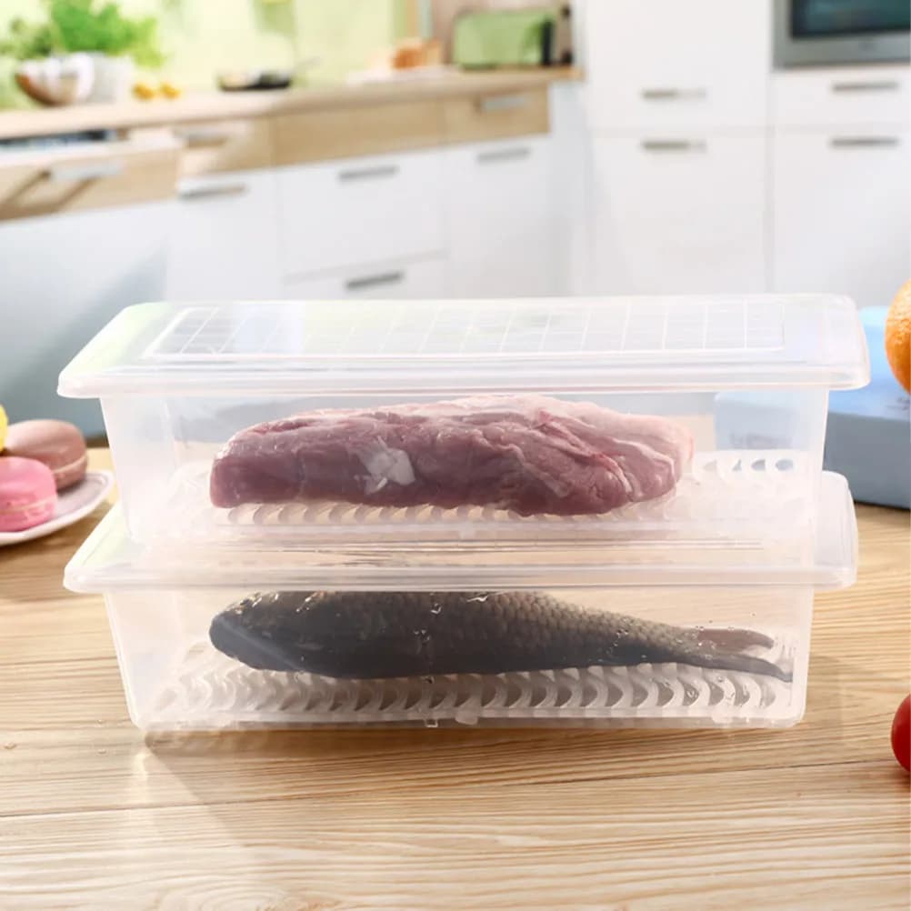 2 contenitori per alimenti stile crisper, organizer per la casa, contenitori per la conservazione degli alimenti freschi in frigorifero con piatto di drenaggio