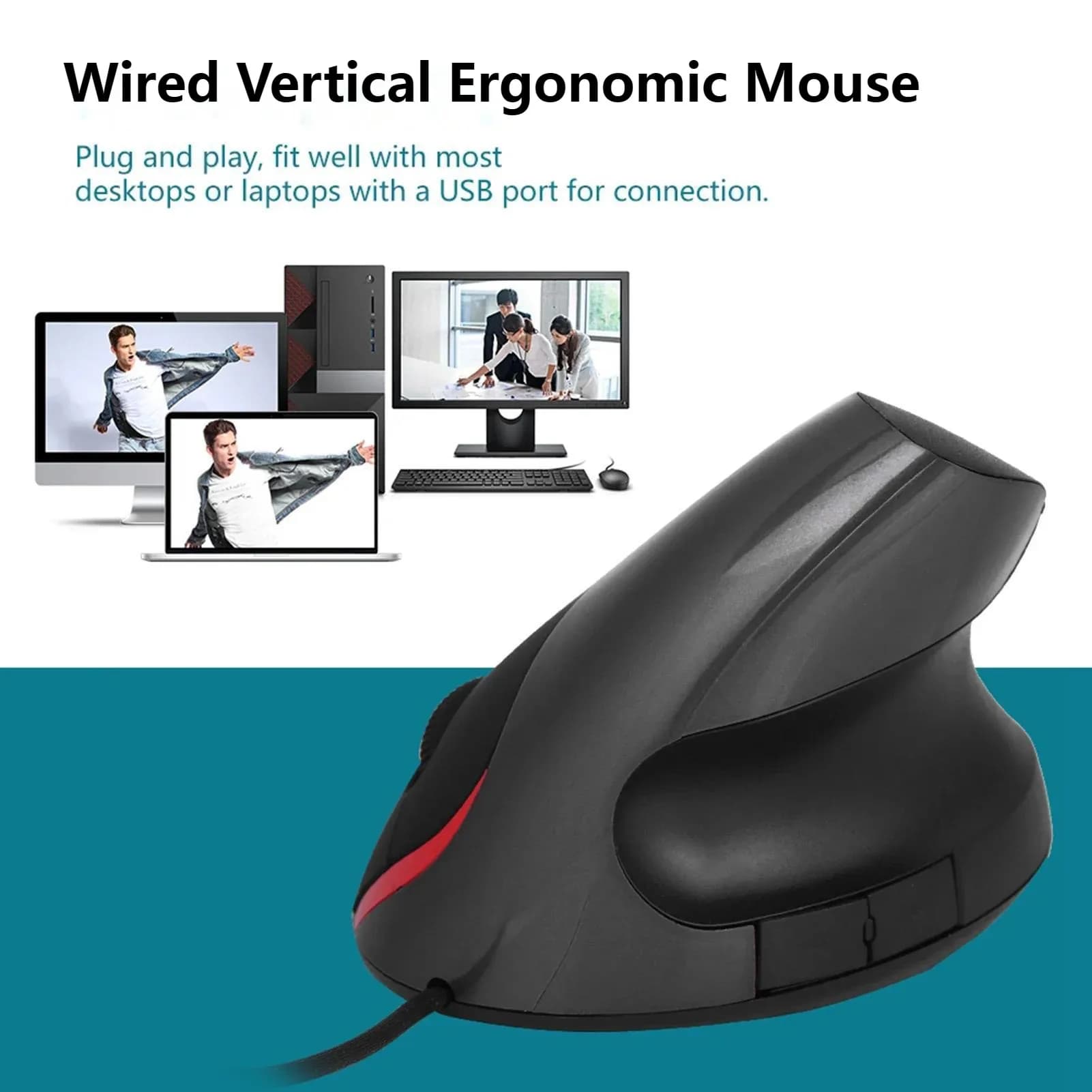 Wired Ergonomic Vertical Mouse 1600DPI Wrist Healthy Office Gaming Optcial USB Mice For Laptop PC Desktop Computer Accessories