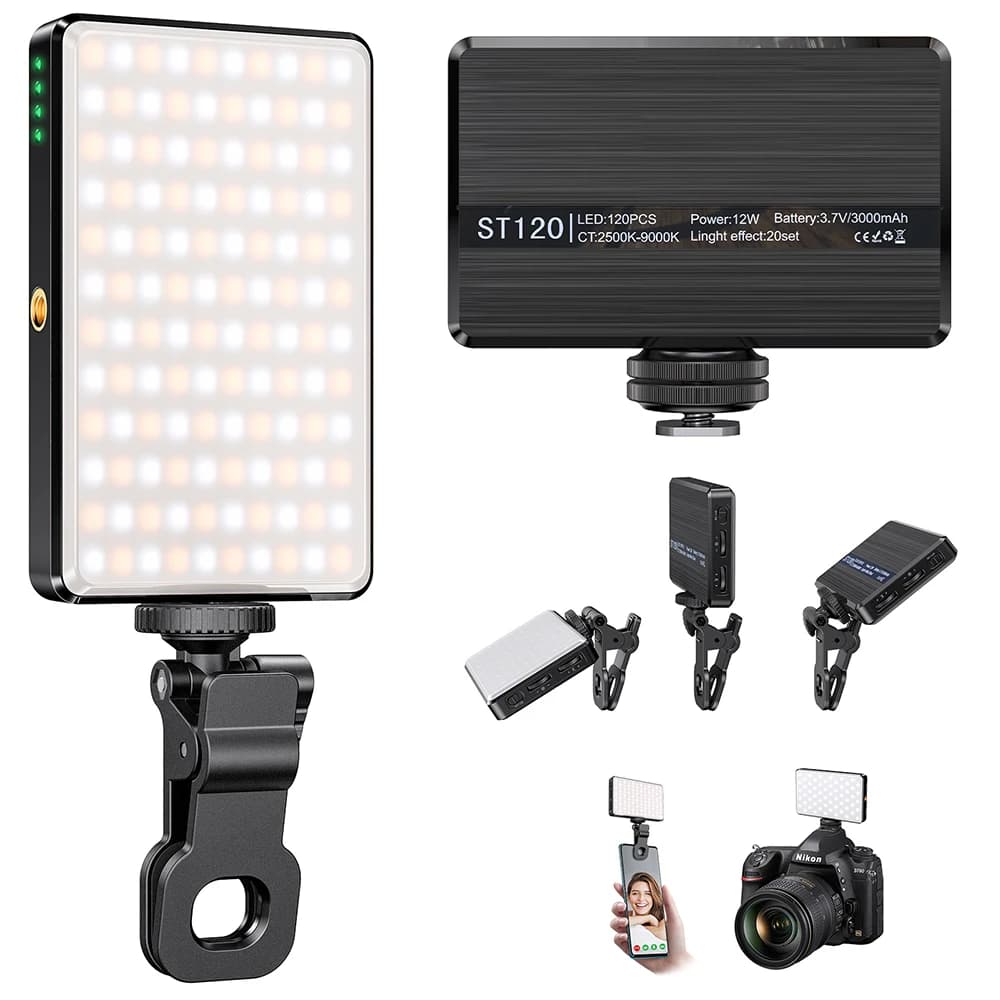 LED Selfie Light 3000Mah 120 LED Rechargeable Phone Light Clip 3 Light Modes Ring Light for Phone iPad Camera Laptop Selfie