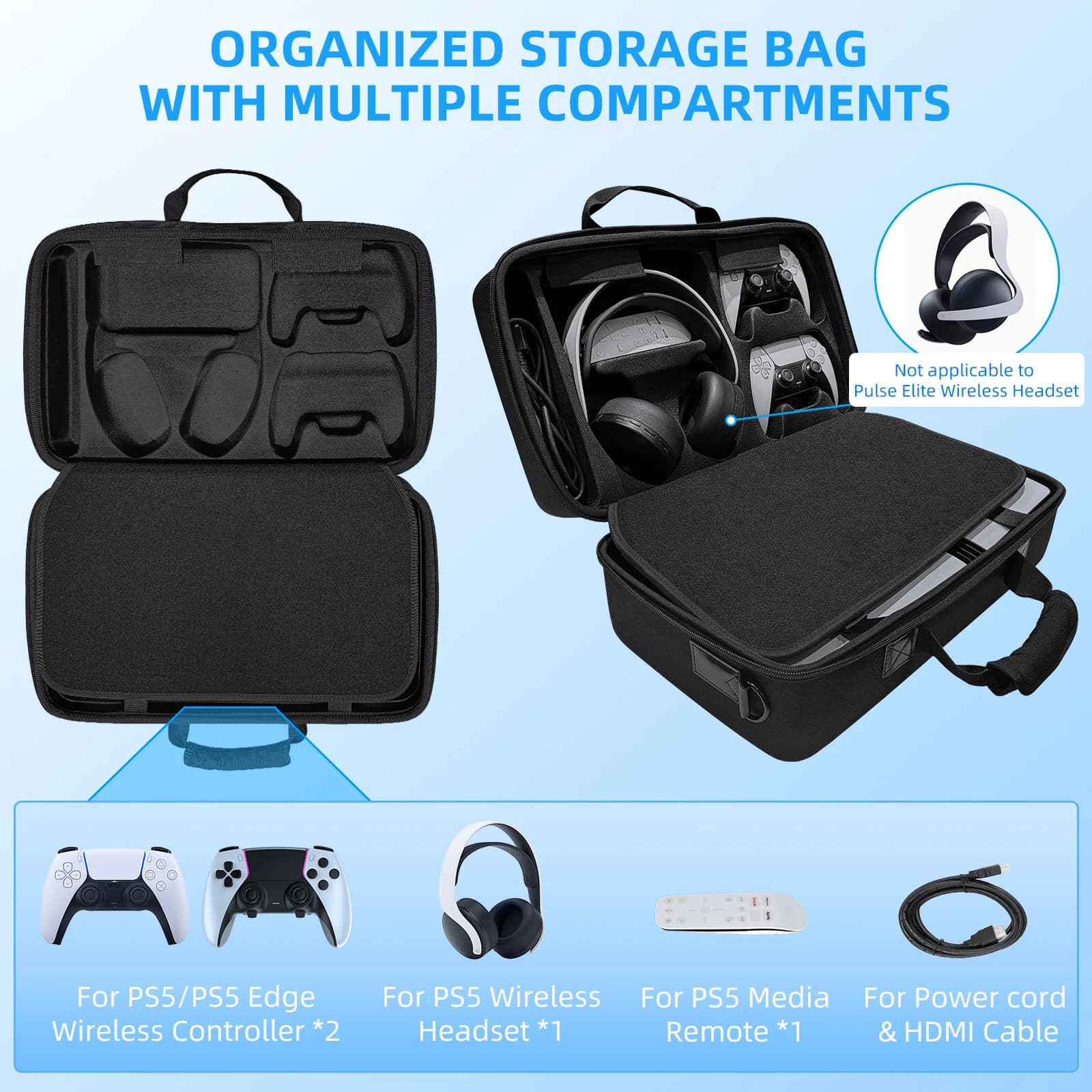 Borsa da trasporto antiurto per PS5 Pro, borsa a tracolla per console, controller e accessori, custodia protettiva portatile da viaggio