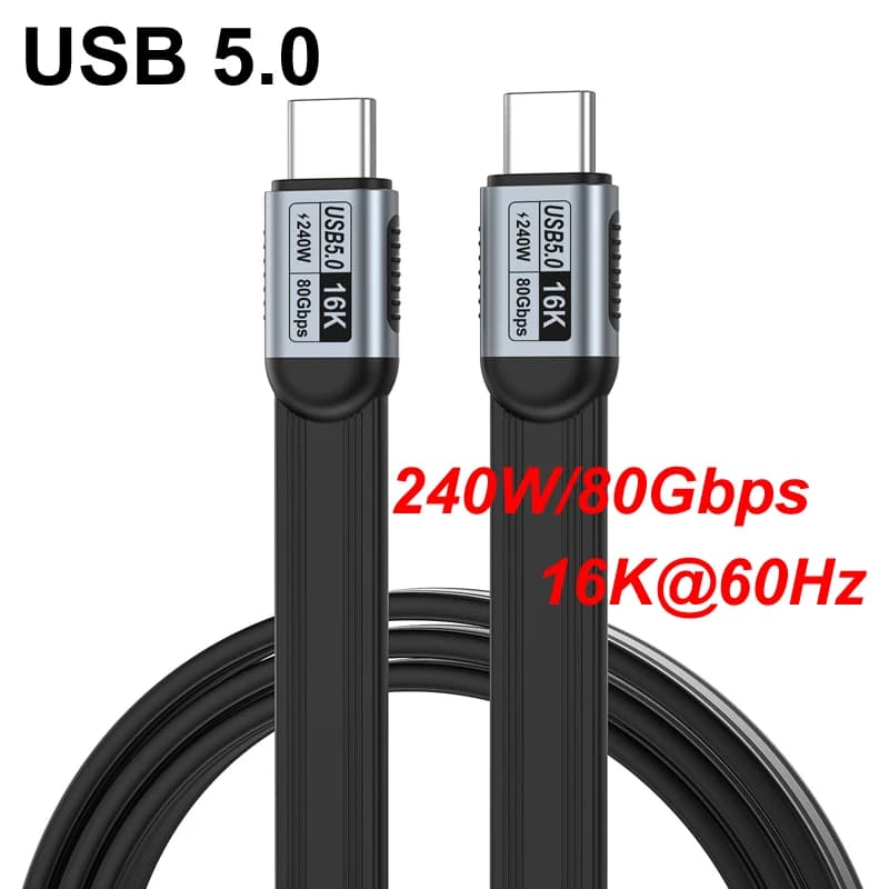 80Gbps Data PD 5A 240W Fast Charger USB 5.0 TYPE-C Audio Video 16K@60Hz Cable For Thunderbolt 5/4/3 SSD MacBook Hard Disk GAME P