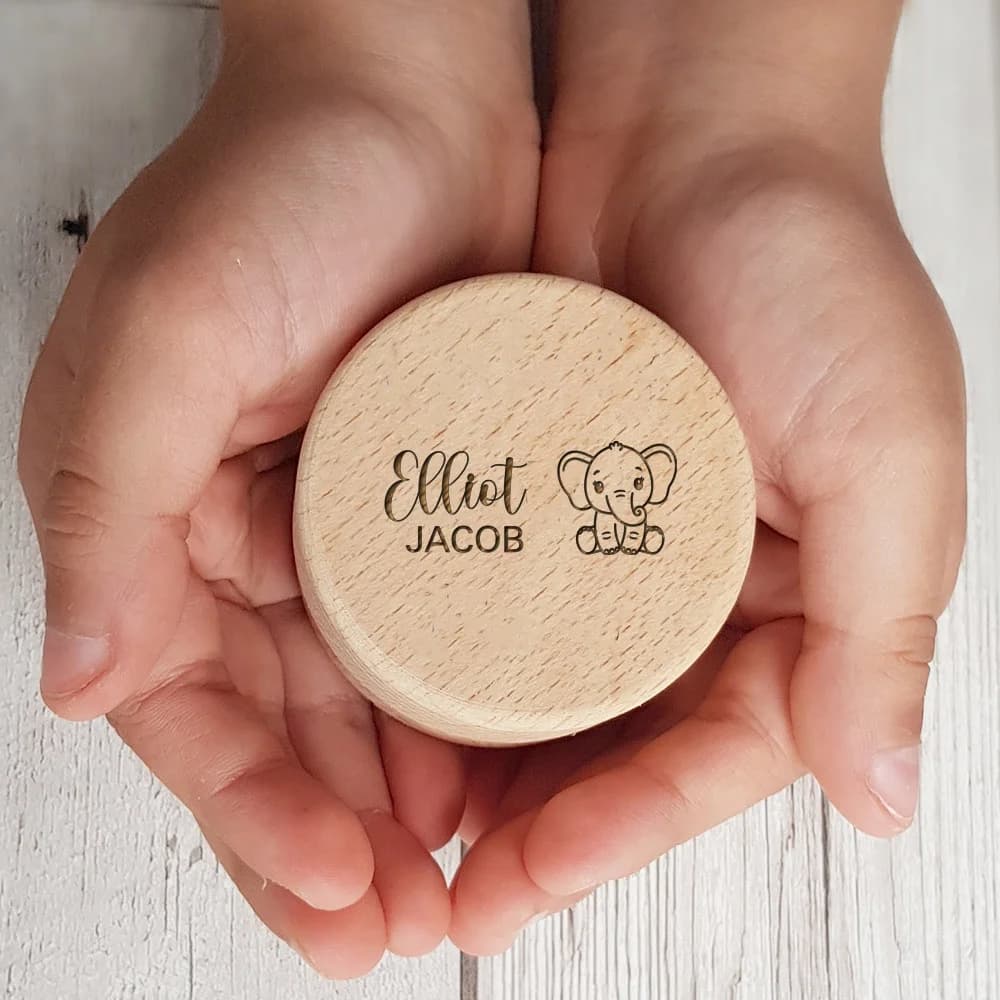 Scatole di legno per i primi denti del bambino Conservazione personalizzata dei denti da latte Raccogliere i denti Umbilicali Salva animali con nome Scatola per ricordi Regali