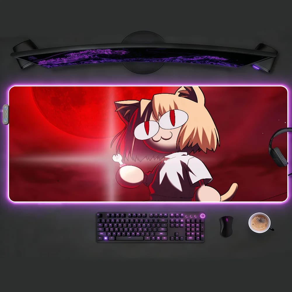 Tappetino per mouse Neco-arc RGB LED, tappetino da scrivania antiscivolo, accessori da gioco in gomma, tappetino grande XXL per tastiera da ufficio e computer