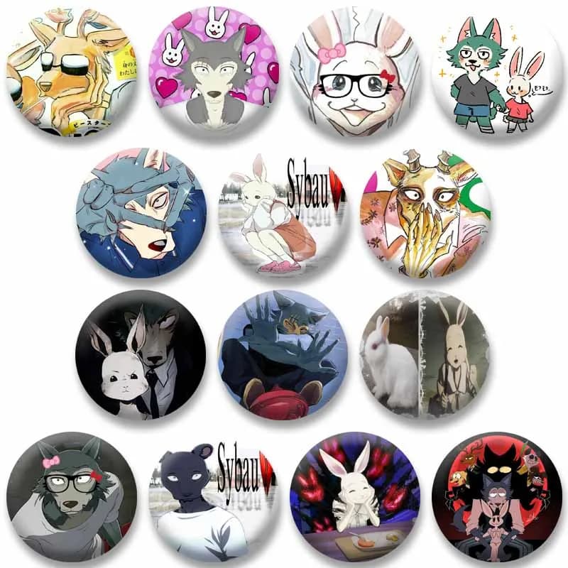 Simpatico personaggio dei cartoni animati Distintivi per monete Kawaii Legoshi Haru Spille da bavero Creativo Anime Beastars Spilla con bottoni su zaino Regalo di gioielli