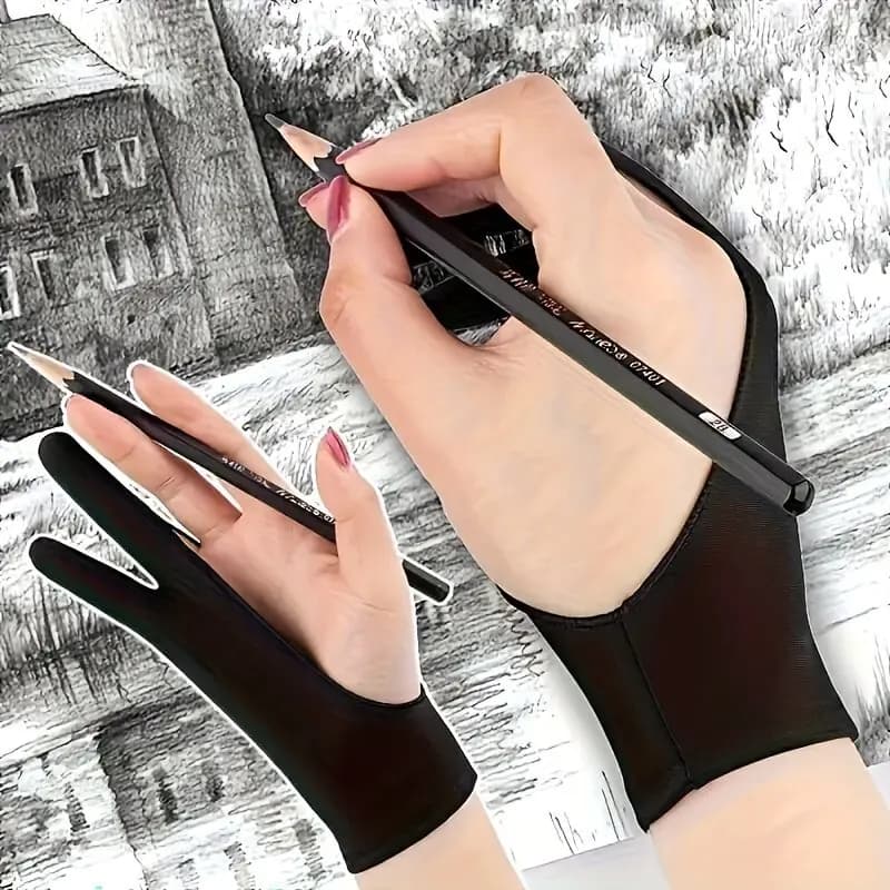Guanti da disegno per artisti, 2 pezzi, universali a due dita per tablet grafici, schizzi e arte digitale