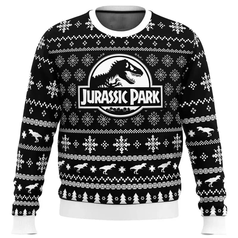 Jurassic Park Dinosauri Buon Natale Abbigliamento Regali Maglioni di Babbo Natale Felpe con cappuccio da uomo e da donna Festa autunnale e invernale 3D