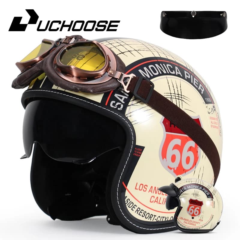 DOT Certificated Retro Motorcycle Helmet Cafe Racer Open Face Casco Moto for Motorcycle Accessories Men Moto Helmets