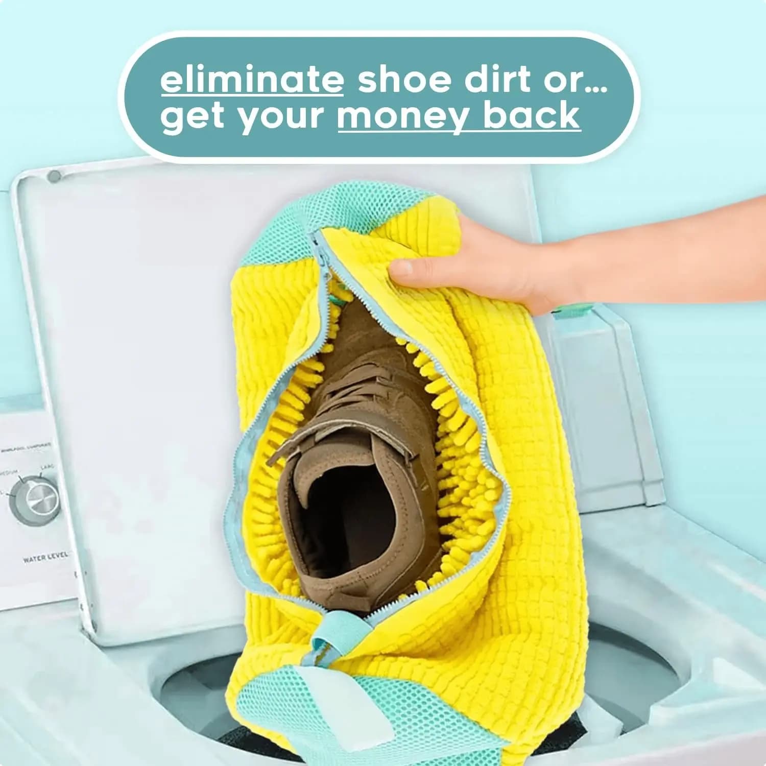 Shoe Washing Machine Bag, Yellow | Mesh Laundry Bags, For Travel, Reusable, All Shoe Sizes
