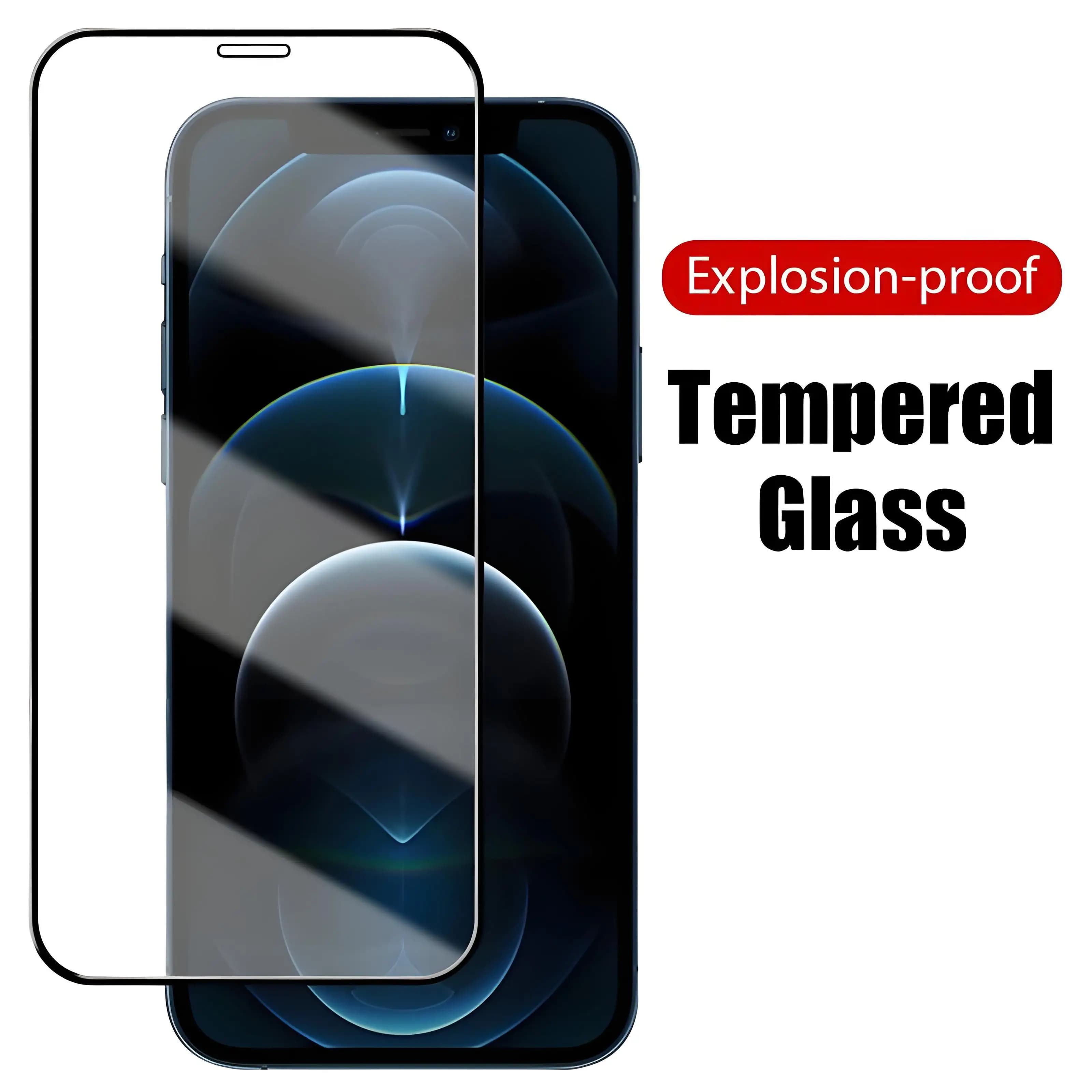 Full Cover Protective Glass Film For iPhone17 16 15 14 Pro Max Screen Protector On iPhone 7 8 6 6s Plus 12 Pro Max Glass Film