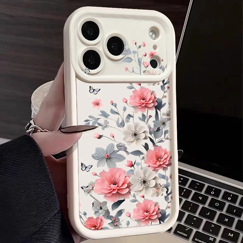 INS Floral Pattern Case For iPhone 17 Pro Max Shockproof Soft Silicone Bumper Cover For iPhone 16 15 Pro Max 14 13 11 16E 17E