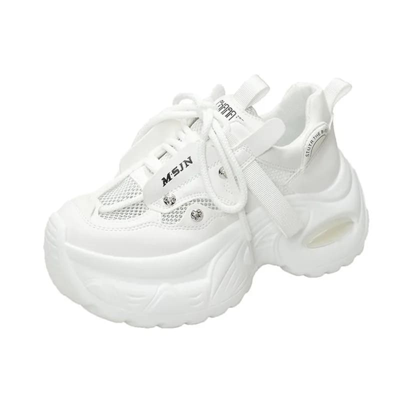7.5CM Women Chunky Sneakers Internal High Platform Breathable Mesh Shoes Ladies Wedges Casual Shoes For Woman Sports Dad Shoes