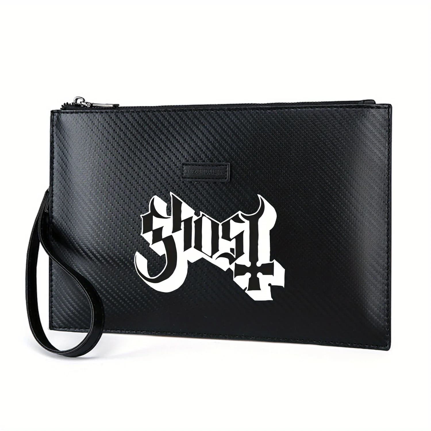 Design del logo gotico della banda fantasma Elegante borsa da uomo in PU stampato Alla moda e pratica per il trasporto quotidiano