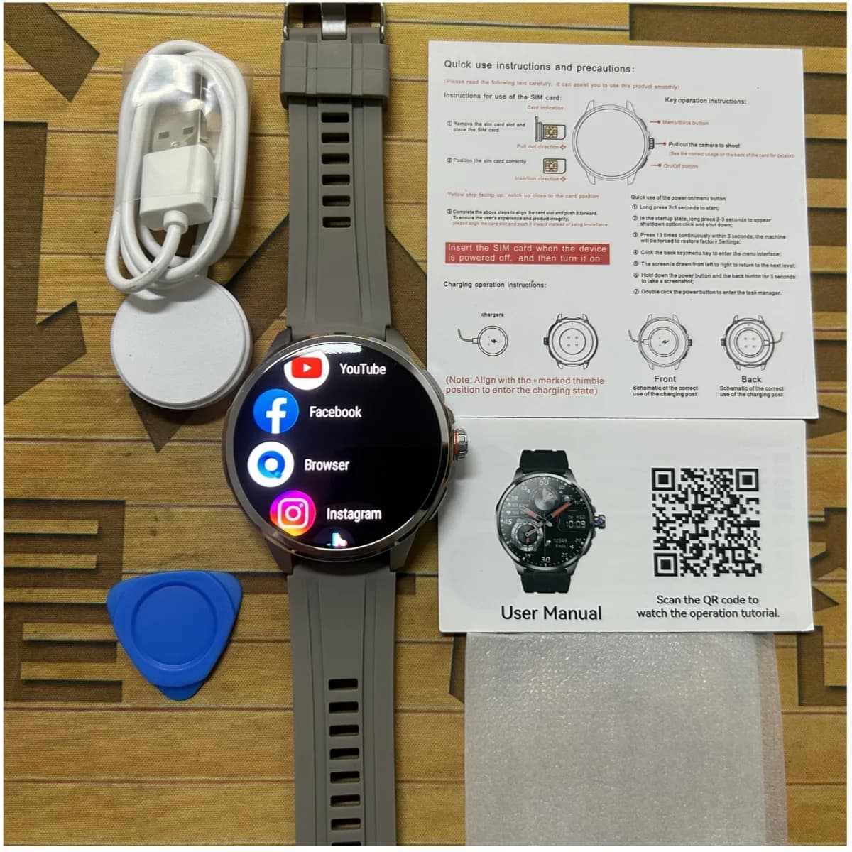 Smartwatch 5G LTE 32+512GB con Display Amoled da 1.95'' e App HiSportPro 190 ° Smartwatch con Fotocamera Rotante, GPS, WIFI, Play Store, Bluetooth, 256GB