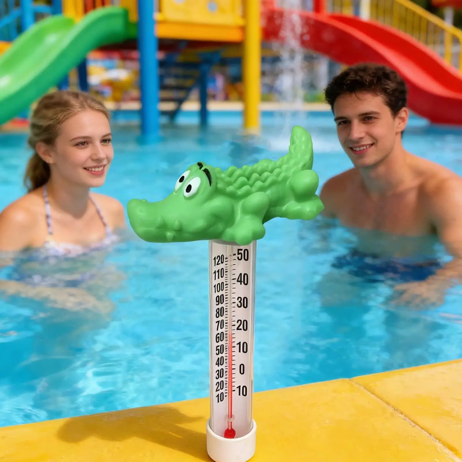 Floating Pool Temperature Gauge Crocodile Shape Floating Water Monitoring Tool Children Bath Temperature Gauge for Pool Outdoor
