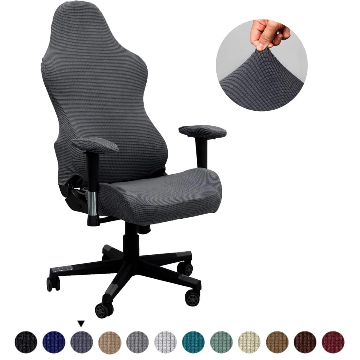 Fodere per sedie da gioco per computer da ufficio jacquard spesse Protezione per sedia da gioco da corsa reclinabile elastica con copertura per bracciolo