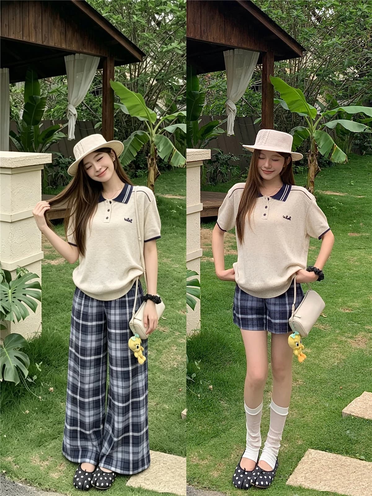 Loose Casual Stripe T-Shirt And Shorts Set Women's Summer Fashion Outfit High Waist Shorts Contrast Color Collar Short Sleeve