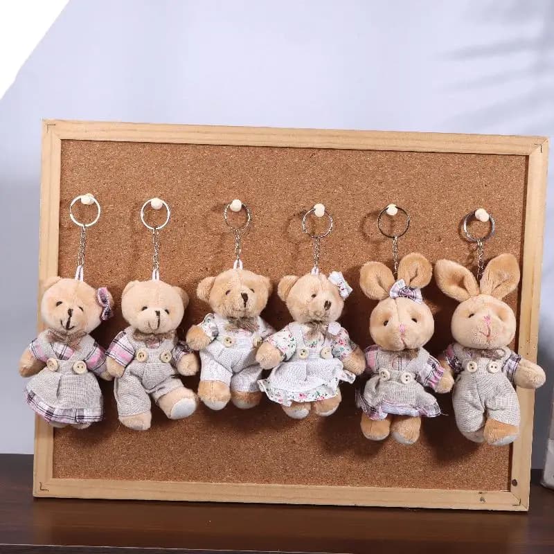 Portachiavi con bambola di peluche Little Bear & Bunny Portachiavi con bambola di coniglio di peluche Portachiavi con ciondolo per borsa da coppia Zaino Decorazione da appendere