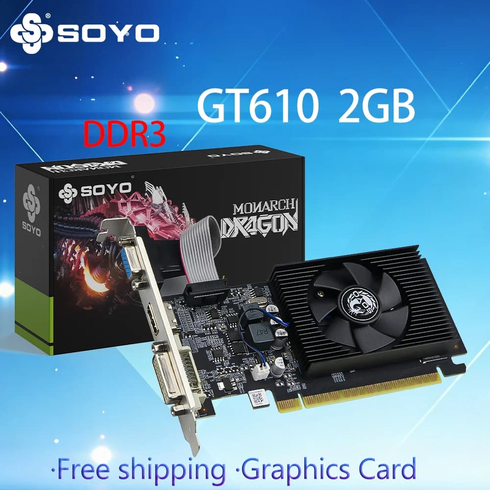 SOYO NVIDIA GPU GT610 2G Half-height Graphics Card DDR3 64Bit 40nm Gaming Video Cards Desktop Computer components GT 610