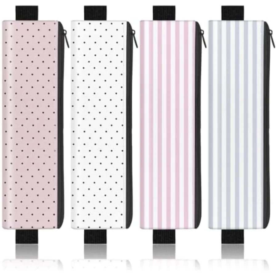 4 Pack Elastic Pen Holder for Notebook, s Pouch with Elastic Band and Zipper, Leather Pen Holder for Planners, Journals, Book