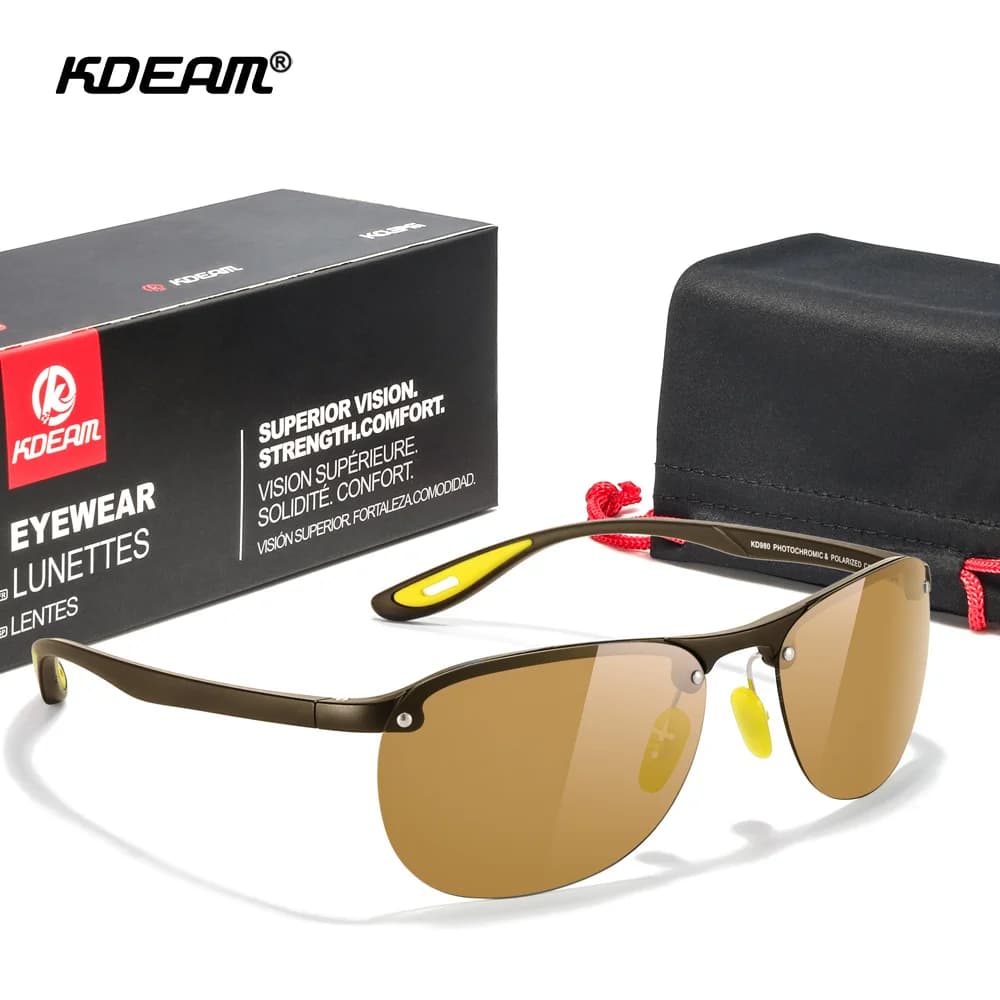 KDEAM Polarized Men's Sunglasses Ultralight Sports Resilient TR90 Material Large fishing glasses with 63 mm lens width