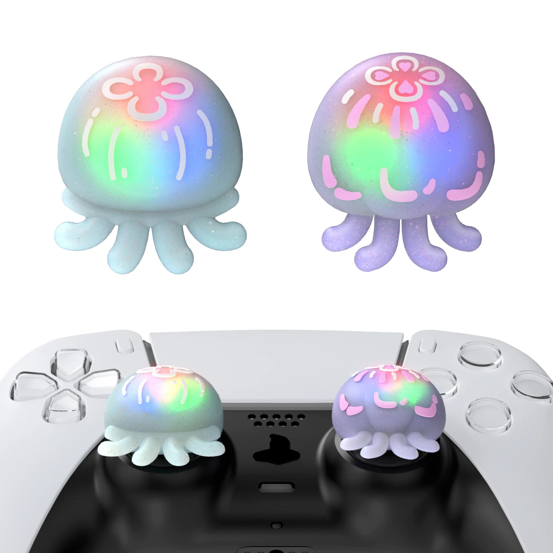 PlayVital Simpatico levetta LED illuminata universale per PS5/PS4, per Xbox Series X/S e Xbox One e Switch Pro, joystick Kawaii