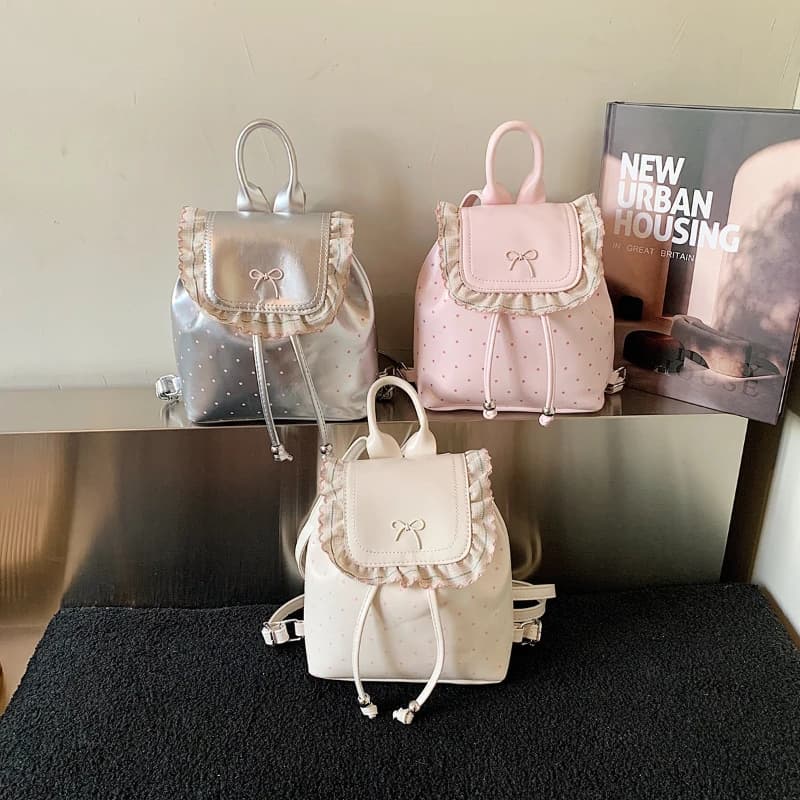 Zaini per Bambini con Fiocco Carino, Zaino a Pois per Ragazzi, Zaino Cartoon, Borse Scolastiche per Ragazze, Borse di Design, Mochilas Mujer