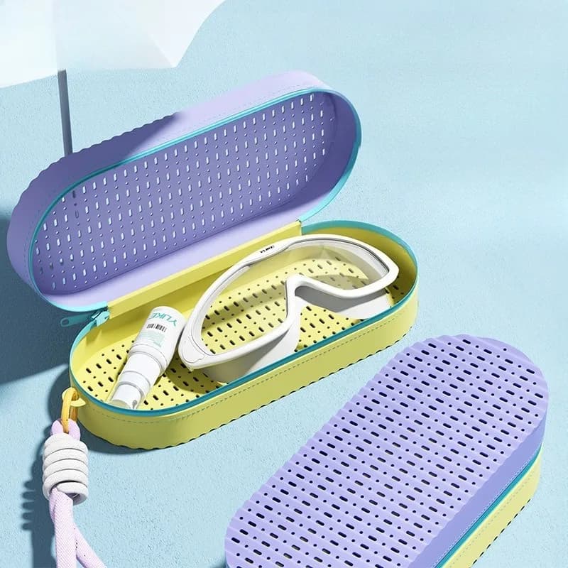 Custodia per occhiali da nuoto in silicone da 1 pezzo e protezione per riporre gli occhiali Scatola di protezione per occhiali da nuoto durevole e traspirante