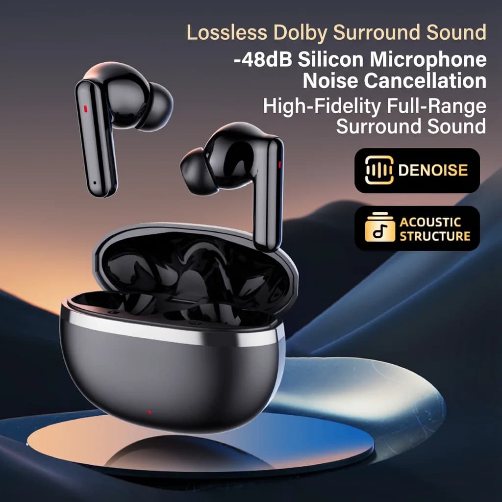 Bluetooth TWS G51 Pro headphones, Wireless Sport Headphones with Touch Control, Audio HiFi 9D Stereo, Waterproof, In-Ear, for Gaming with Microphone