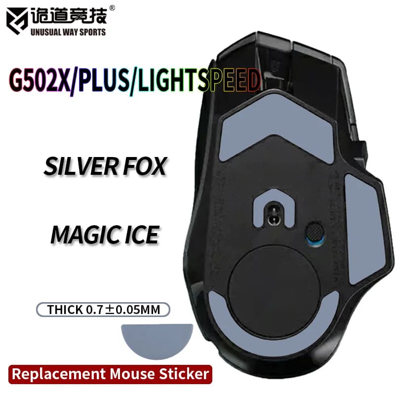 InsolitoWaySports Mouse Pattini Piedi G502X PLUS Lightspeed Glides Curve Edge Magic Ice Silver Fox Versione