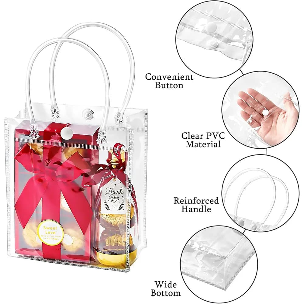 10/20 Pezzi Sacchetti Regalo Trasparenti con Manico, Riutilizzabili, Personalizzabili per la Festa della Mamma, Boutique, Piccoli Oggetti, Borsa per il Trucco