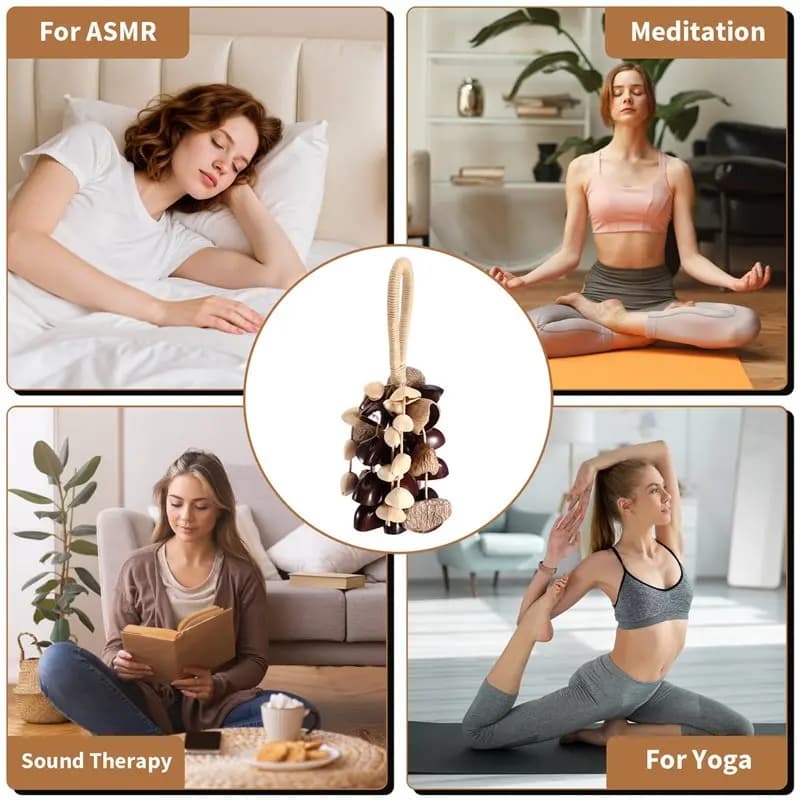 【TRAVEL ESSENTIAL】Hand Cranked Wind Chime Seed Shell Sound Healing Instrument 3 Kinds Of 33 Natural Nut Shellers Shaker