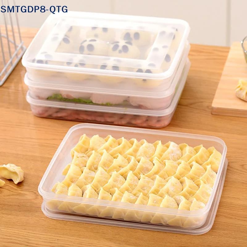 Hot！Kitchen Storage Box Refrigerator Organizer Transparent Food Containers Tray For Dumpling Fruits Vegetables Meat Cake