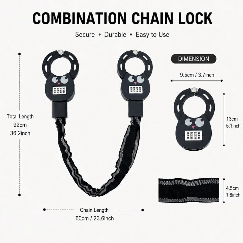 EGFirtor Electronic Password Combination Chain Lock Electric Scooter Cloth Cover Chain Lock Bicycle Outdoor Anti-theft
