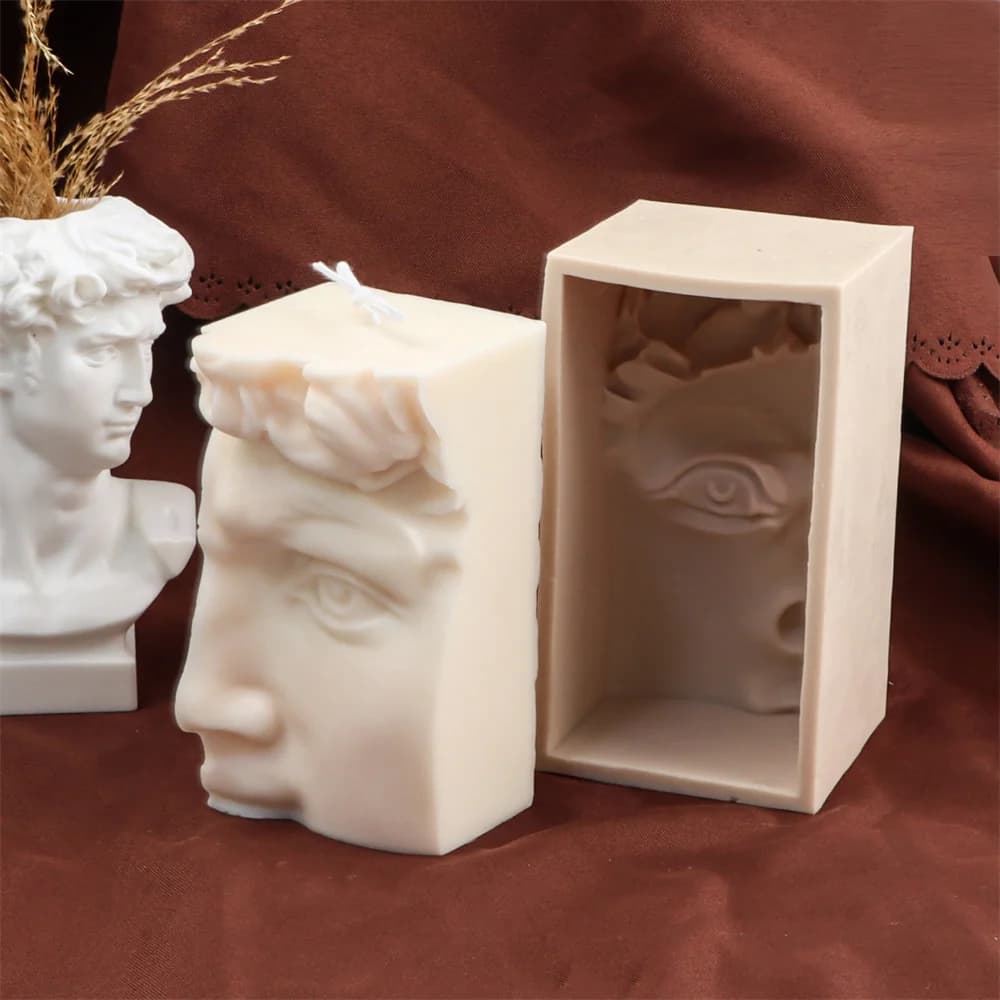David Half Face stampo per candele in Silicone Art gesso resina cioccolato cubetto di ghiaccio sapone cottura stampo umano Kit per la produzione di candele decorazioni per la casa