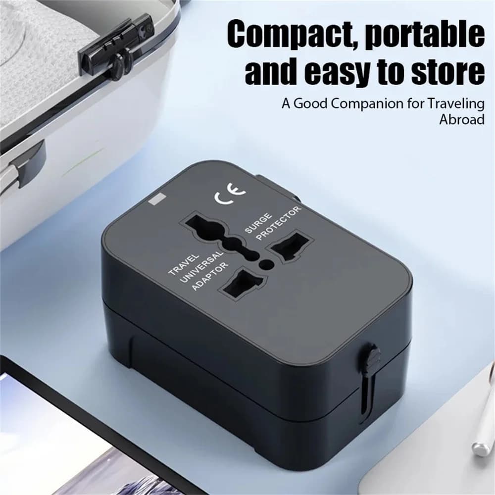 Universal AC Travel Adapter with Dual USB Port, EU US UK AU Converter, Global Fast Charging Charger