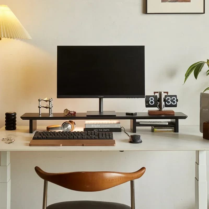Promotion Computer Desktop Elevated Stand Woodiness Monitor Base Table Digital Accessories Keyboard Storage Space Saving