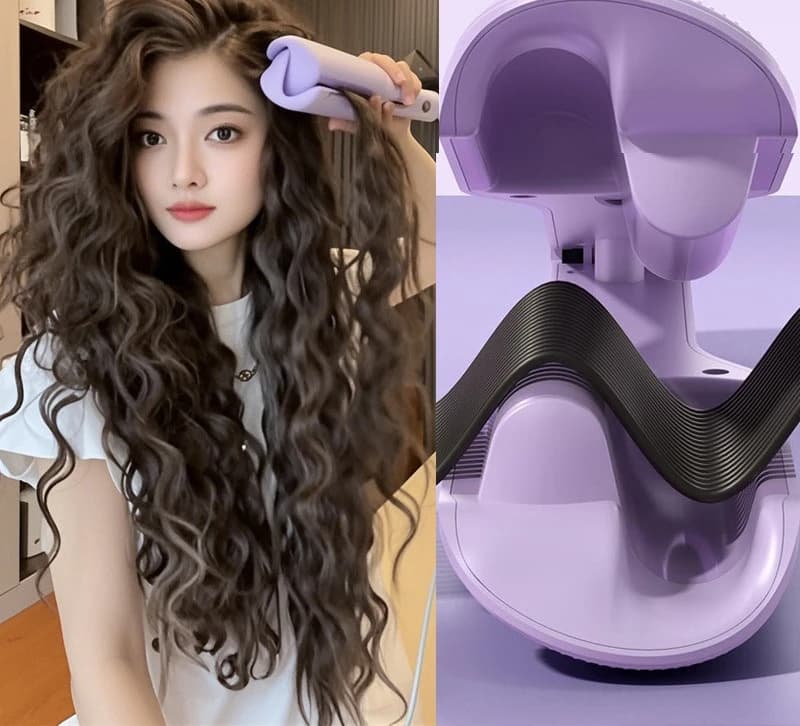 Deep U-shaped curling iron for natural waves, does not damage hair