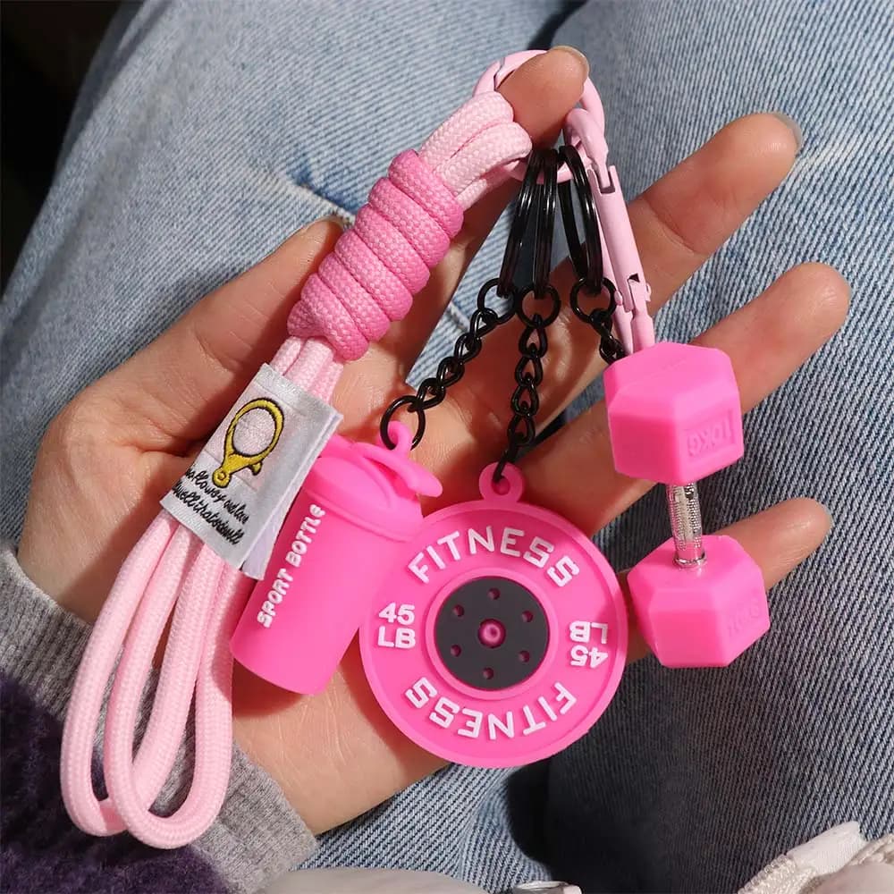 Dopamine Barbell Plates Keychain Water Cups Kettlebell Simulation Dumbbells Keyring INS Bag Charm Fitness Series Pendant