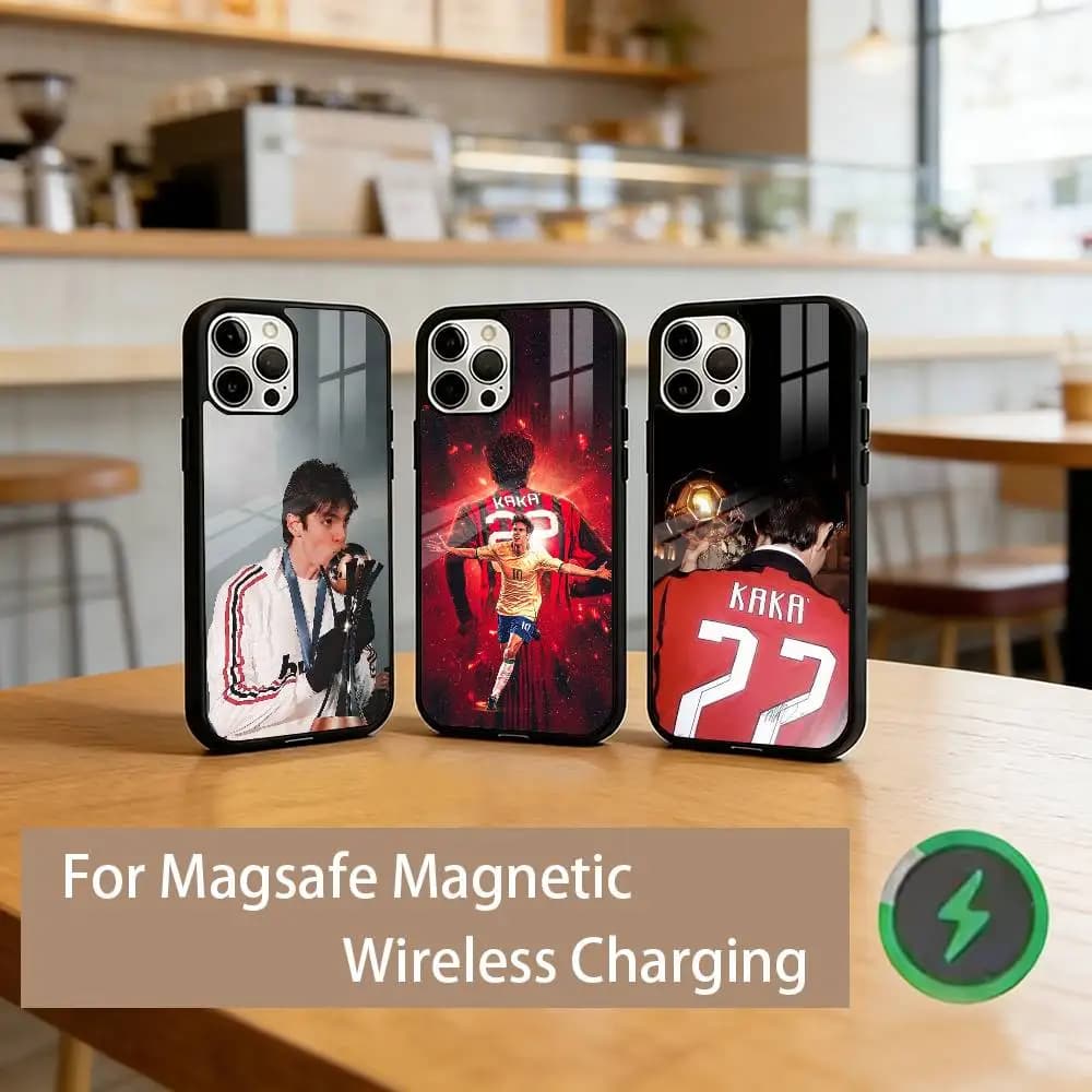 Custodia per telefono R-Ricardos K-Kaka Football per iPhone 17, 16, 15, 14, 13, 12, 11 Plus, Pro magnetica con ricarica wireless MagSafe