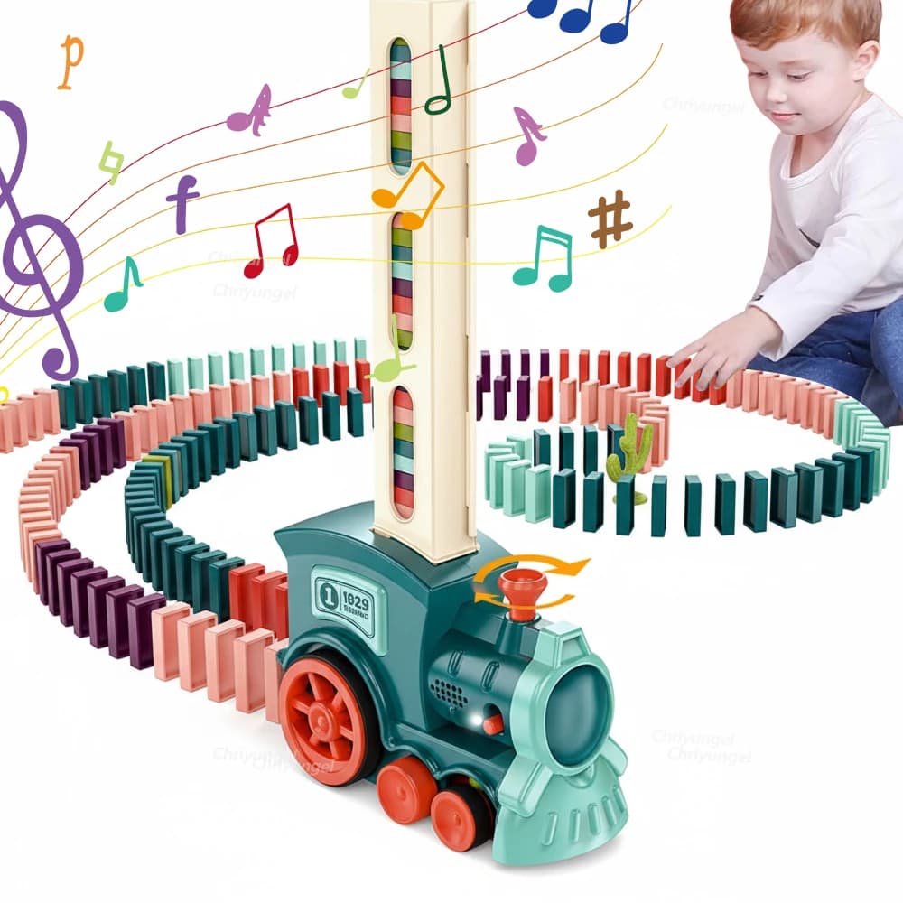 Automatico Domino Train Car Elettrico Domino Blocchi Macchina per la posa STEM Giocattoli educativi per l'apprendimento Regalo di compleanno per bambini Ragazzo Ragazza