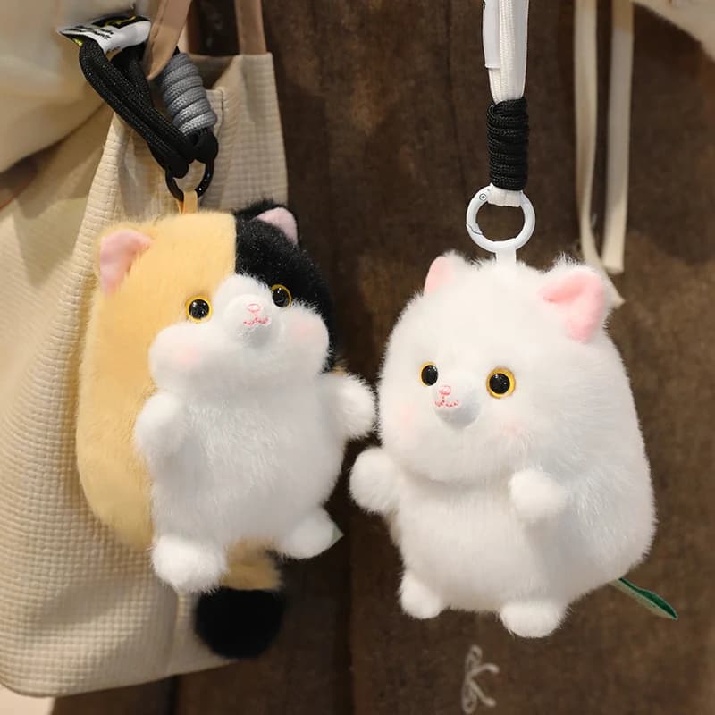 Portachiavi in peluche a forma di gatto rotondo e grassoccio da 12 cm, ciondolo antistress per zaino, regalo per ragazzi e ragazze
