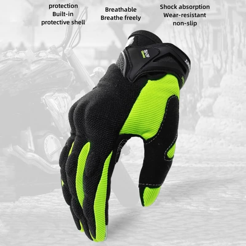 Breathable Full Finger Motorcycle Gloves Racing Anti-Slip Gloves Unisex Riding Gloves Black/Green/Orange/Pink/Purple S-XXL