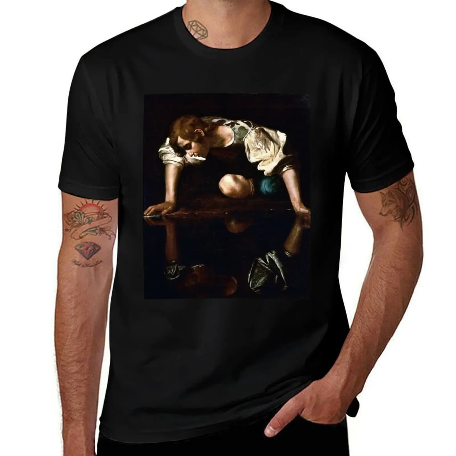 High Resolution Caravaggio Narcissus 1596 T-Shirt Moisture Wicking Athletic T-Shirt