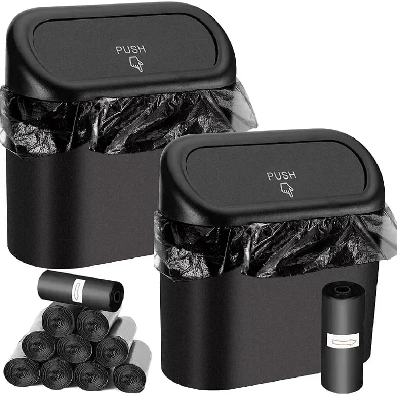 Car Trash Can (with Lid) Contains Garbage Bags, Small Car Trash Can, Leak-proof Mini Car Accessories