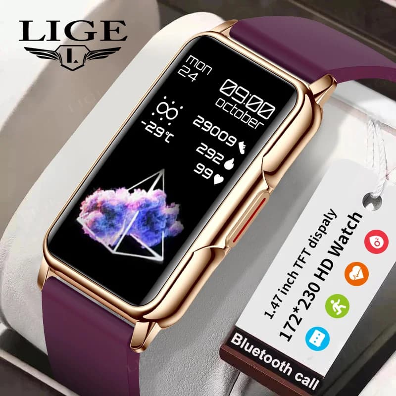 Smartwatch LIGE per Uomo e Donna, Connesso al Telefono via Bluetooth, Musica, Fitness, Braccialetto Sportivo, Monitoraggio del Sonno, Display da 1,47 Pollici
