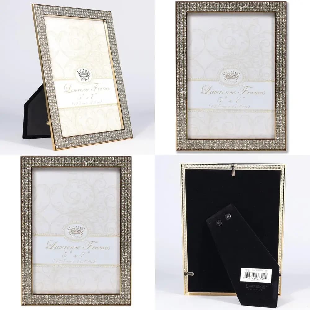Photo Frame Golden Metal and Glittered Style Turner 5x7