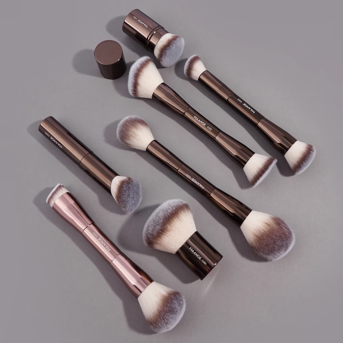 MAANGE Set di pennelli per trucco professionale Pennello sciolto per fondotinta a doppia estremità per contorno fard Viaggi morbidi con setole per la pelle