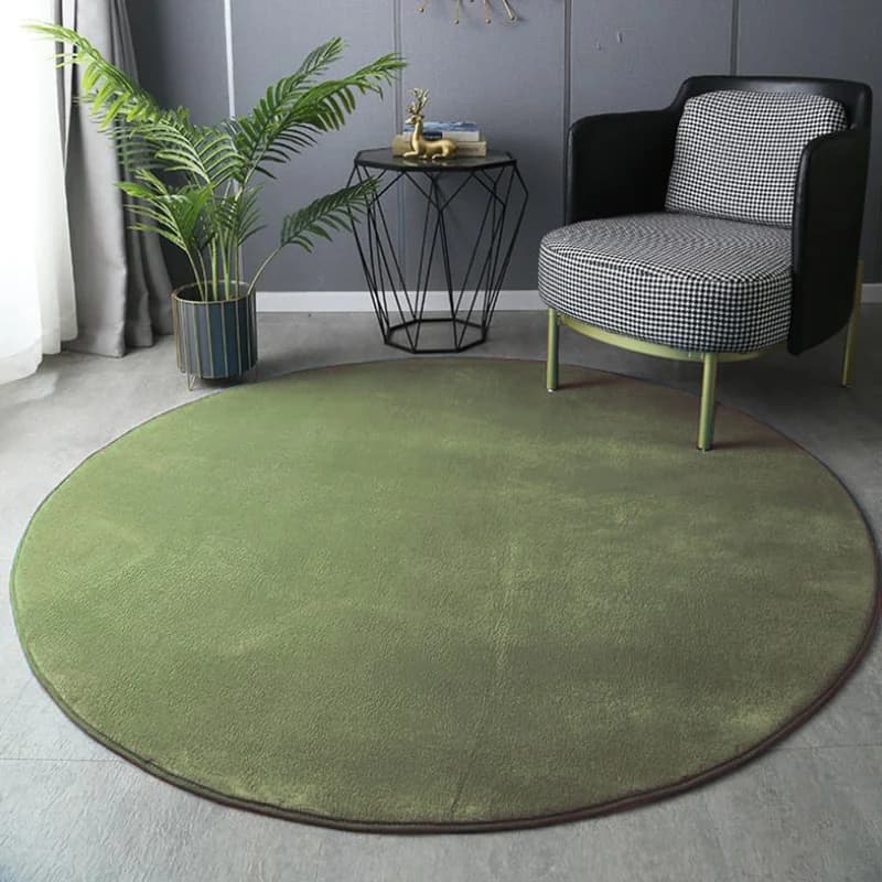 Round Rug, Modern Short Plush Floor Mat for Living Room Coffee Table, Kids Crawling Play Carpet