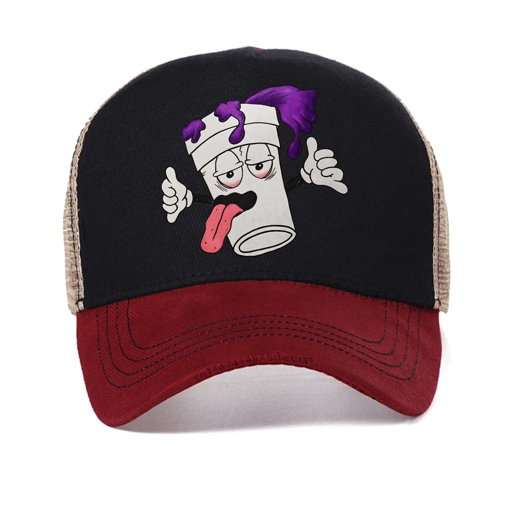Cappellino da baseball traspirante con stampa effetto olio versato, alla moda, casual, regolabile, in rete, stile trucker, estivo, snapback